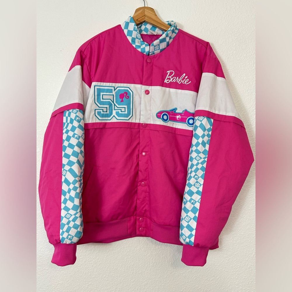 SPIRIT HALLOWEEN BARBIE Racing Bomber Jacket Size L